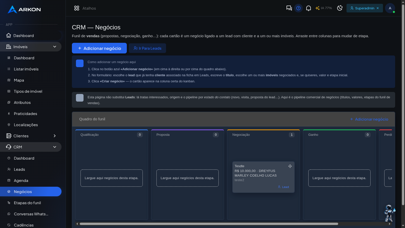Negócios (Kanban)