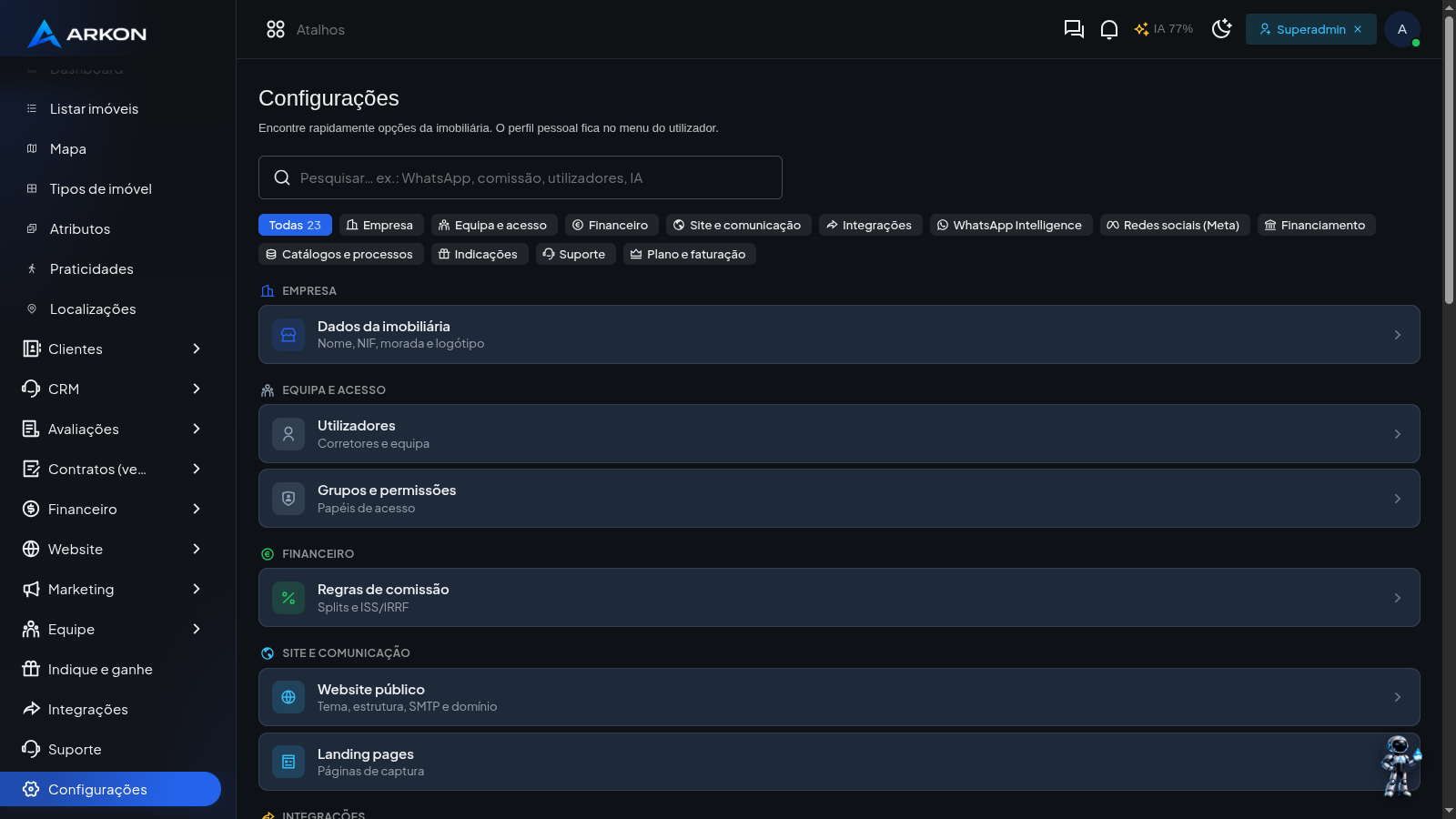 Configurações
